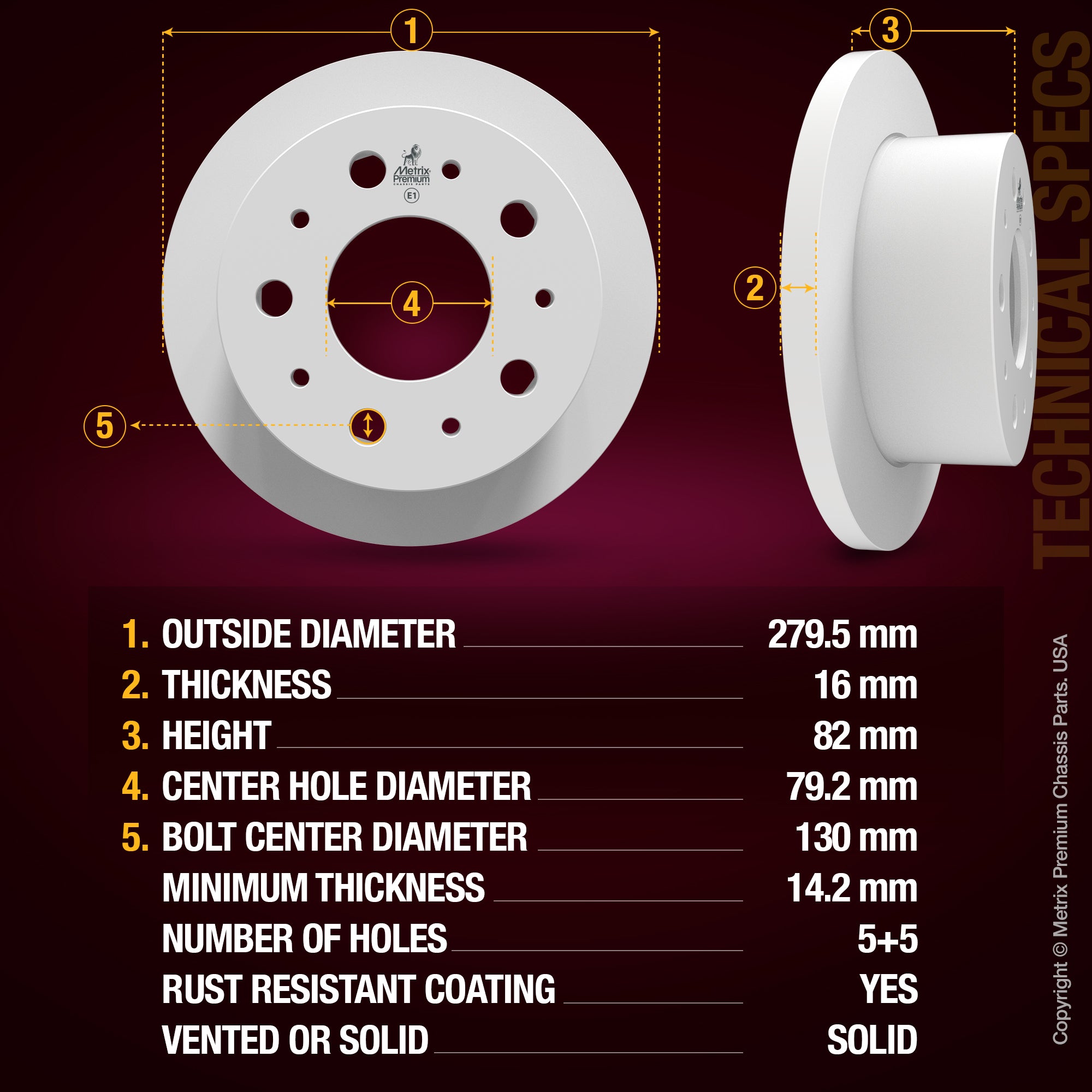 Metrix Premium Rear Disc Brake Rotor Kit 92336MT aftermarket car parts