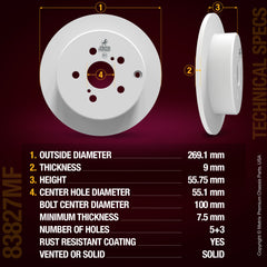 Metrix Premium Rear Disc Brake Rotor 83827MF aftermarket car parts