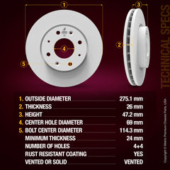 Metrix Premium Front Disc Brake Rotor Kit 92521MT aftermarket car parts