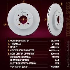 Metrix Premium brake rotors meet or exceed OEM standards for smooth, vibration-free braking.