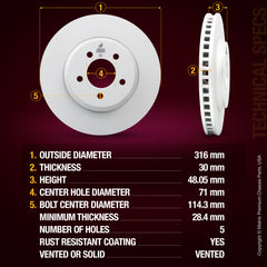 Metrix Premium Front Disc Brake Rotor Kit 92721MT aftermarket car parts