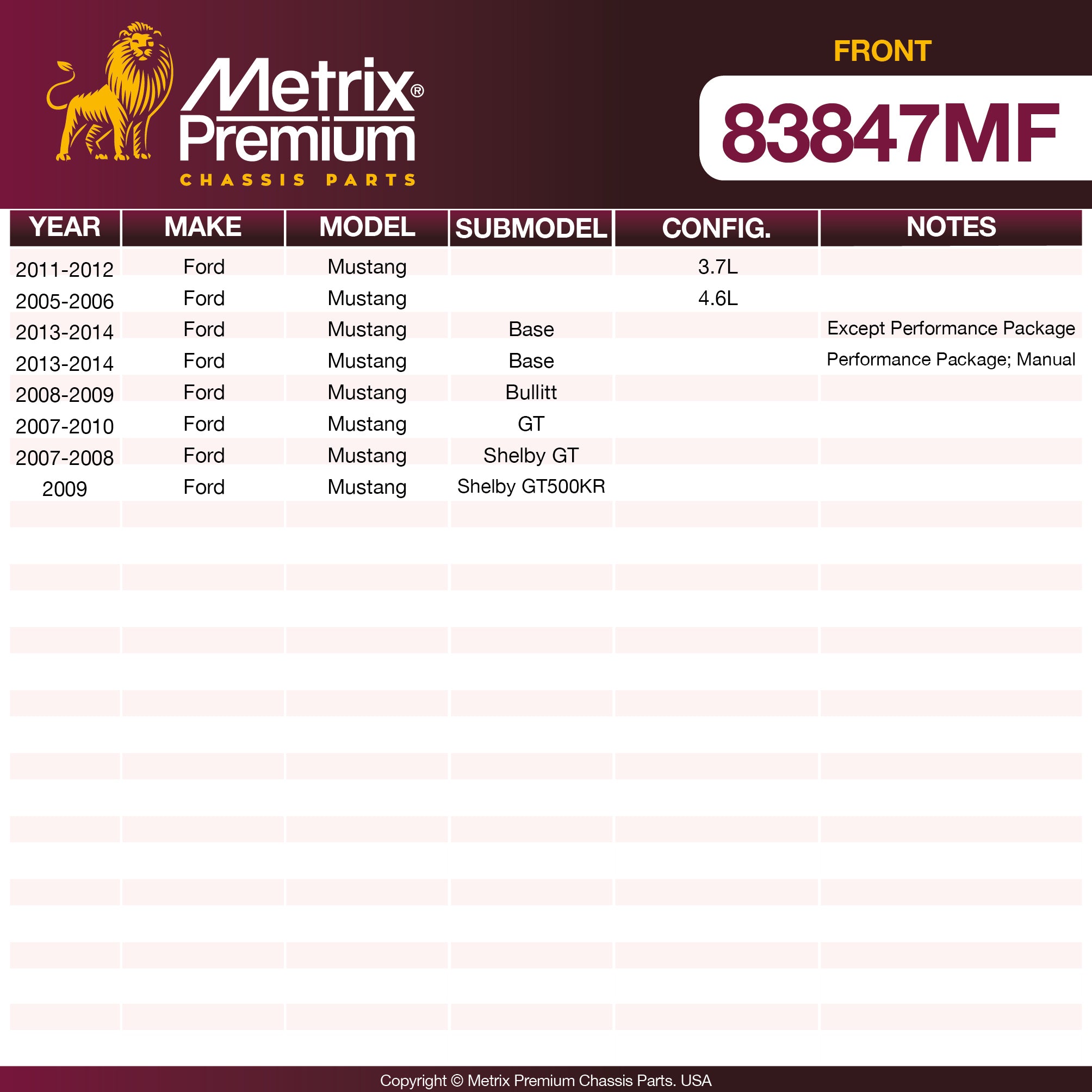 Metrix Premium Front Disc Brake Rotor 83847MF OEM fit spare parts