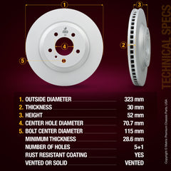 Metrix Premium Front Disc Brake Rotor Kit 92520MT aftermarket car parts