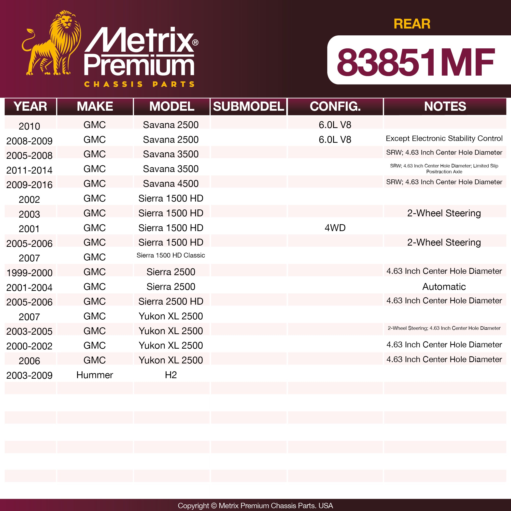 Metrix Premium Rear Disc Brake Rotor 83851MF aftermarket car parts