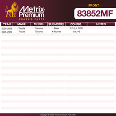 Metrix Premium Front Disc Brake Rotor 83852MF OEM fit spare parts