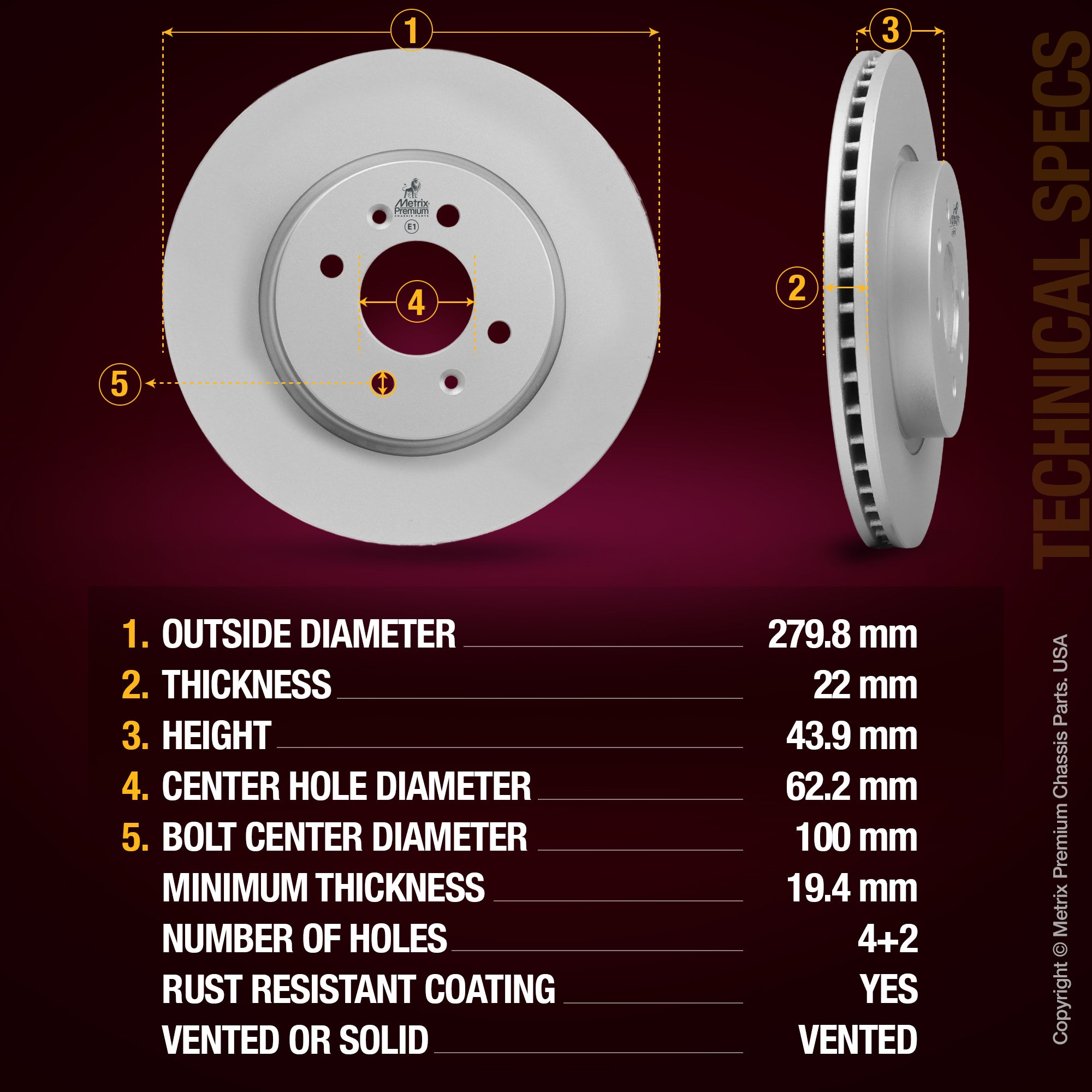 Metrix Premium Front Disc Brake Rotor Kit 92388MT aftermarket car parts