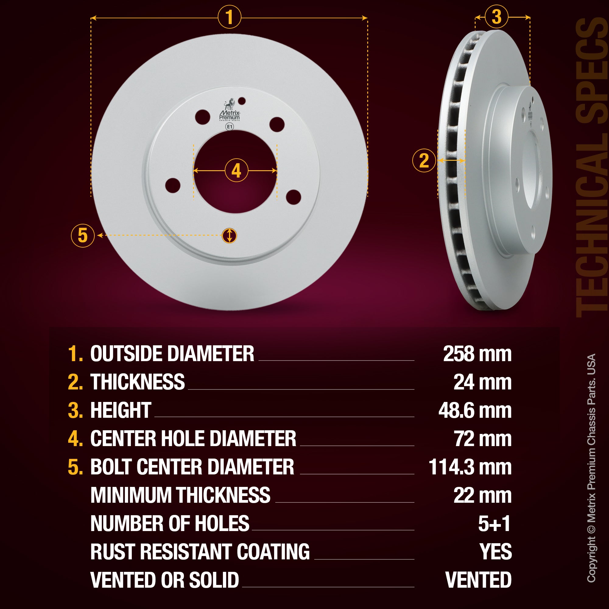 Metrix Premium Front Disc Brake Rotor 83873MF aftermarket car parts