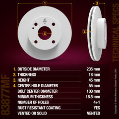 Metrix Premium Chassis Parts Front Disc Brake Rotor 83877MF aftermarket car parts