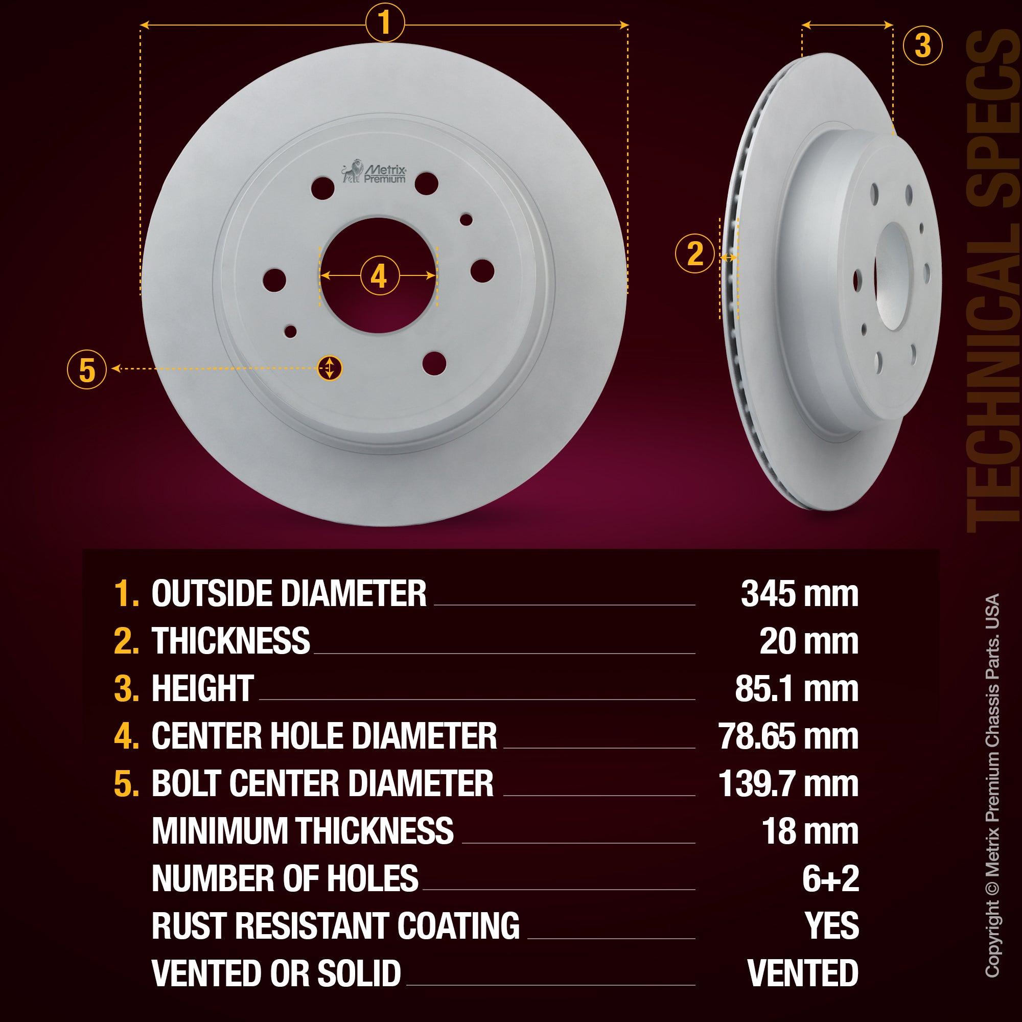 Metrix Premium 4 PC Brake Rotor Kit 96333MT aftermarket parts