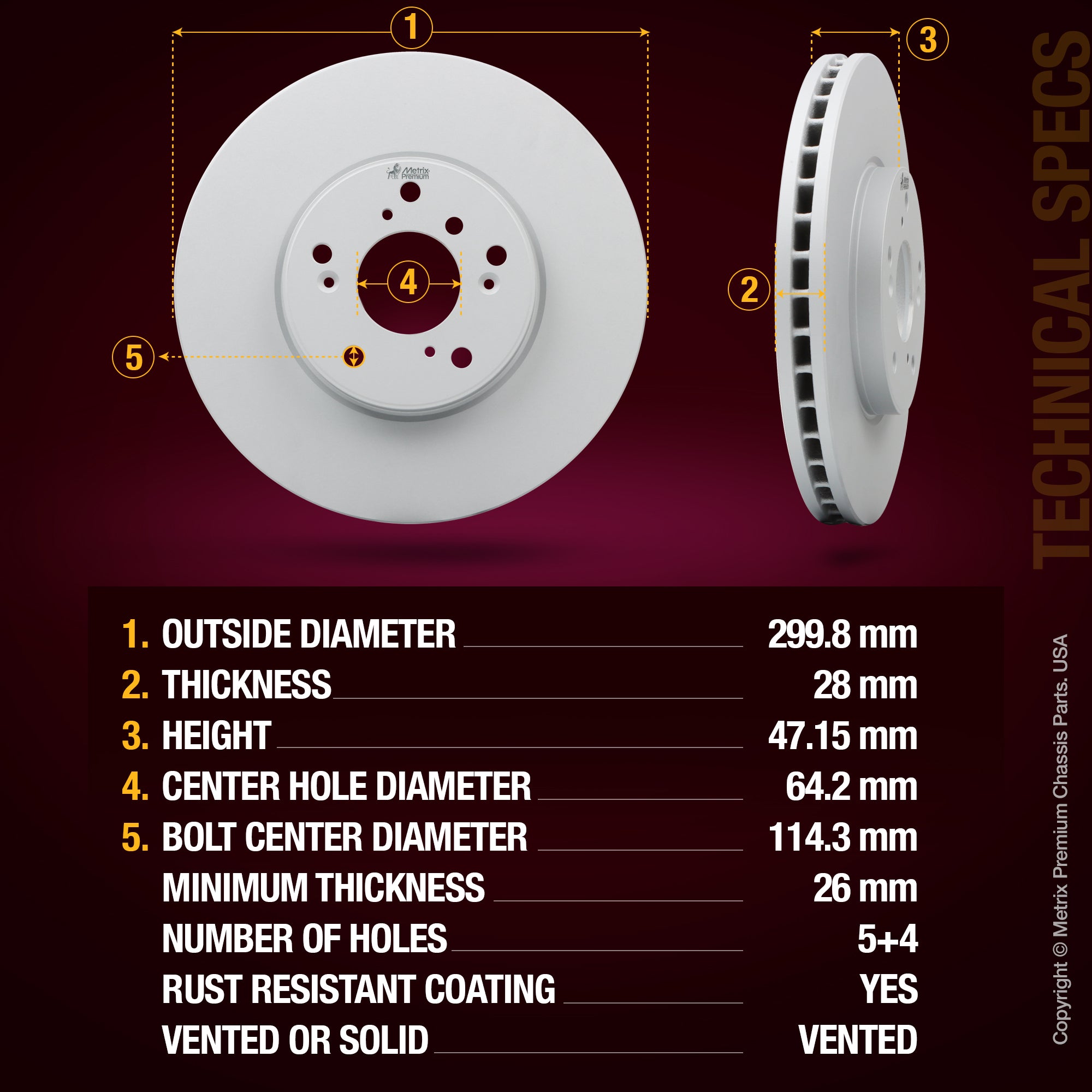 Metrix Premium 6 PC Front & Rear Brake Rotor & Semi-Metallic Disc Brake Pad Kit 95962MT Ceramic or Semi-Metallic Friction Material