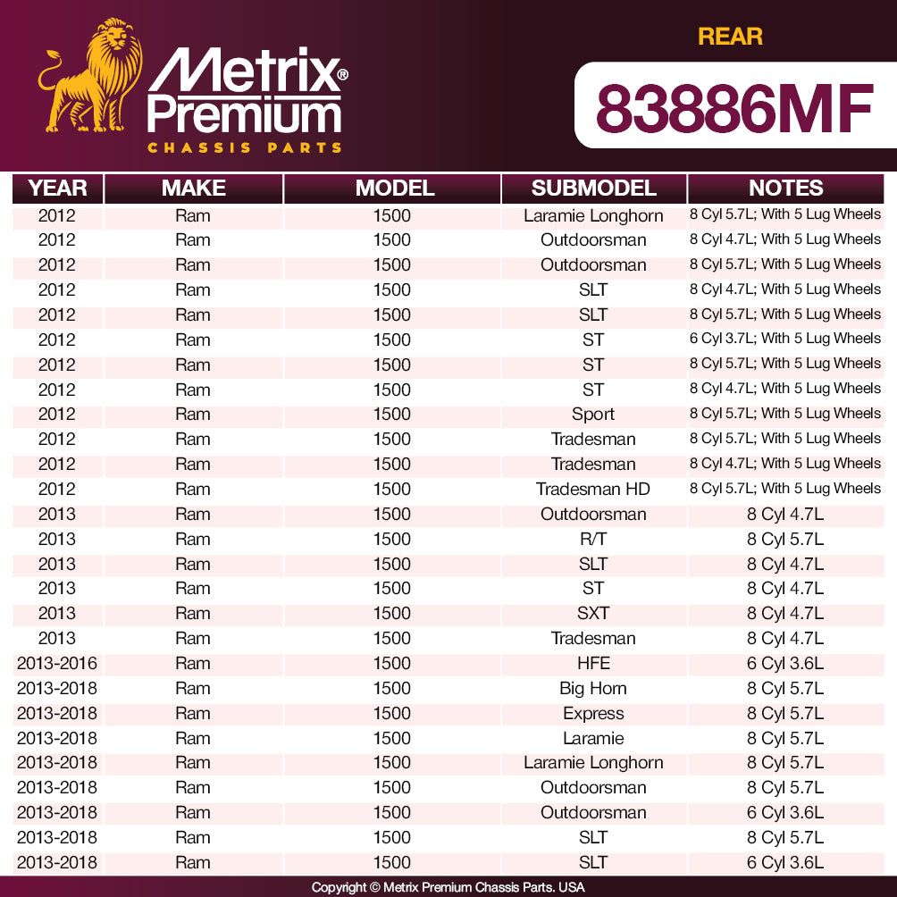 Metrix Premium Chassis Parts - 13.86 inch (352mm) Rear Coated Vented Disc Brake Rotor Fits 2002-2010 Dodge Ram 1500, 2004-2009 Durango, 2007-09 Chrysler Aspen, 11-18 Ram 1500, 19-21 1500 Classic
