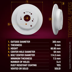 Metrix Premium brake rotors meet or exceed OEM standards for smooth, vibration-free braking.