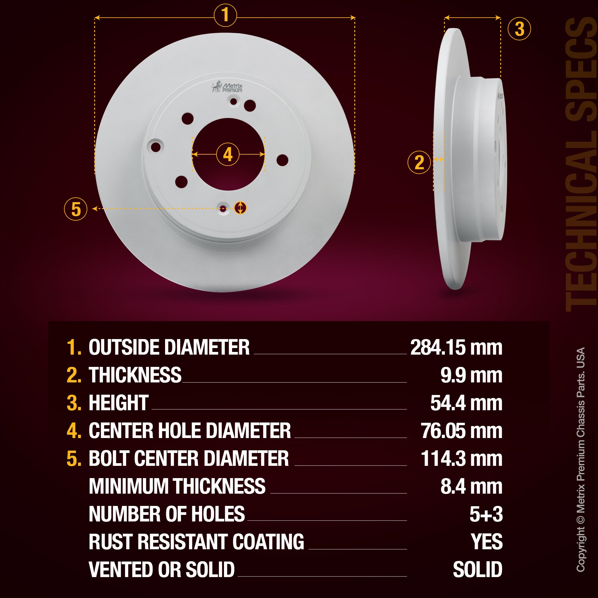 Metrix Premium brake rotors meet or exceed OEM standards for smooth, vibration-free braking.