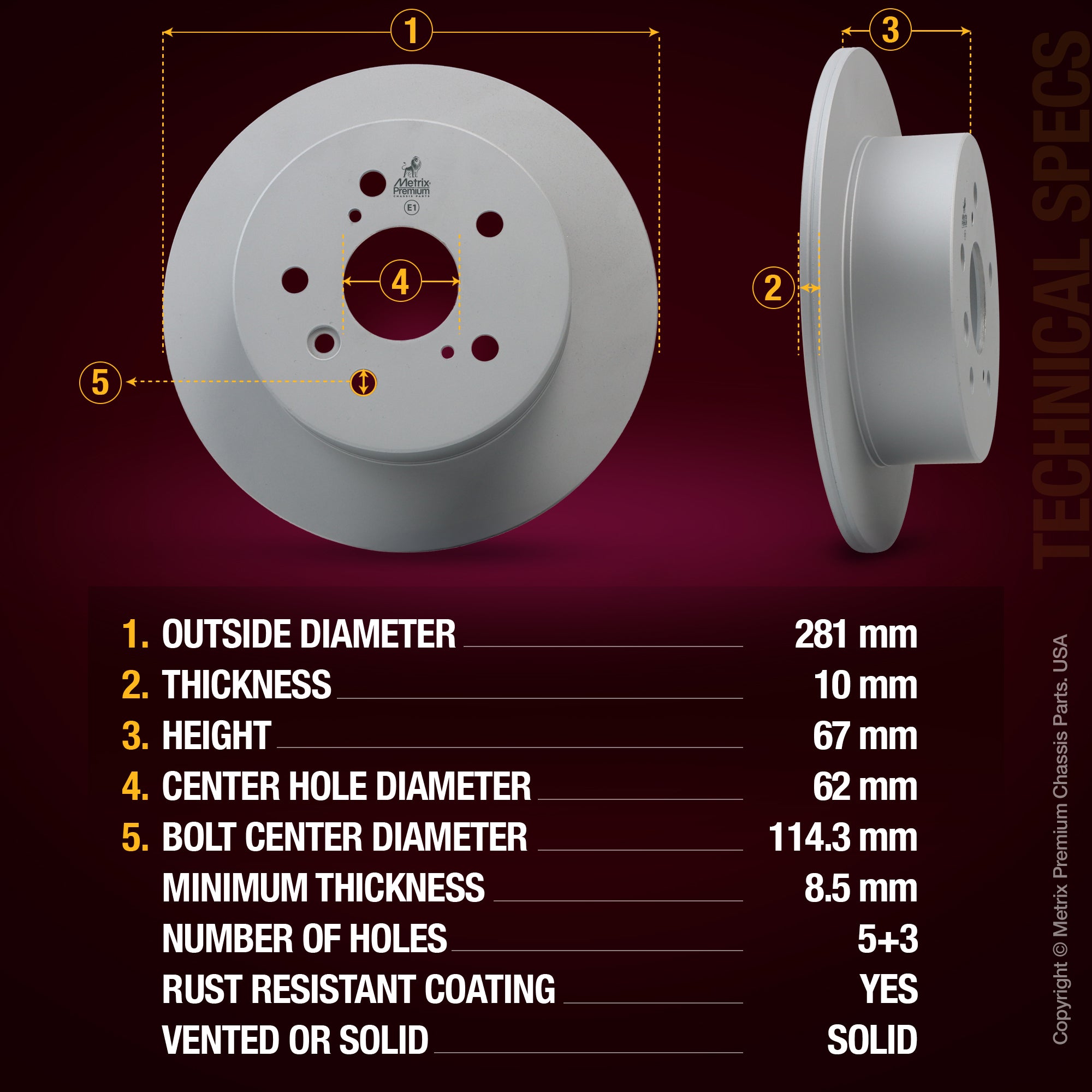 Metrix Premium Rear Disc Brake Rotor 83895MF aftermarket car parts