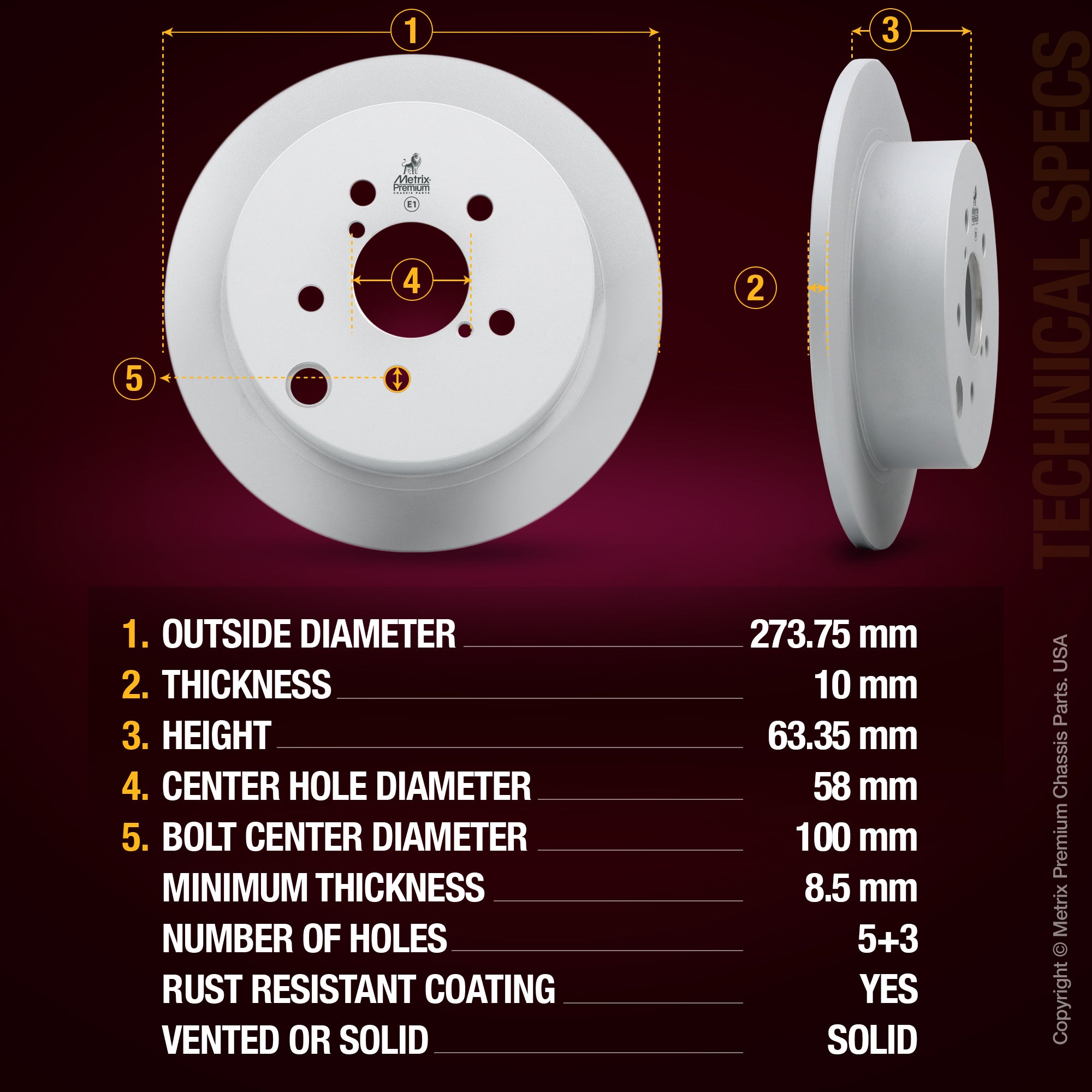 Metrix Premium Rear Disc Brake Rotor 83899MF aftermarket car parts