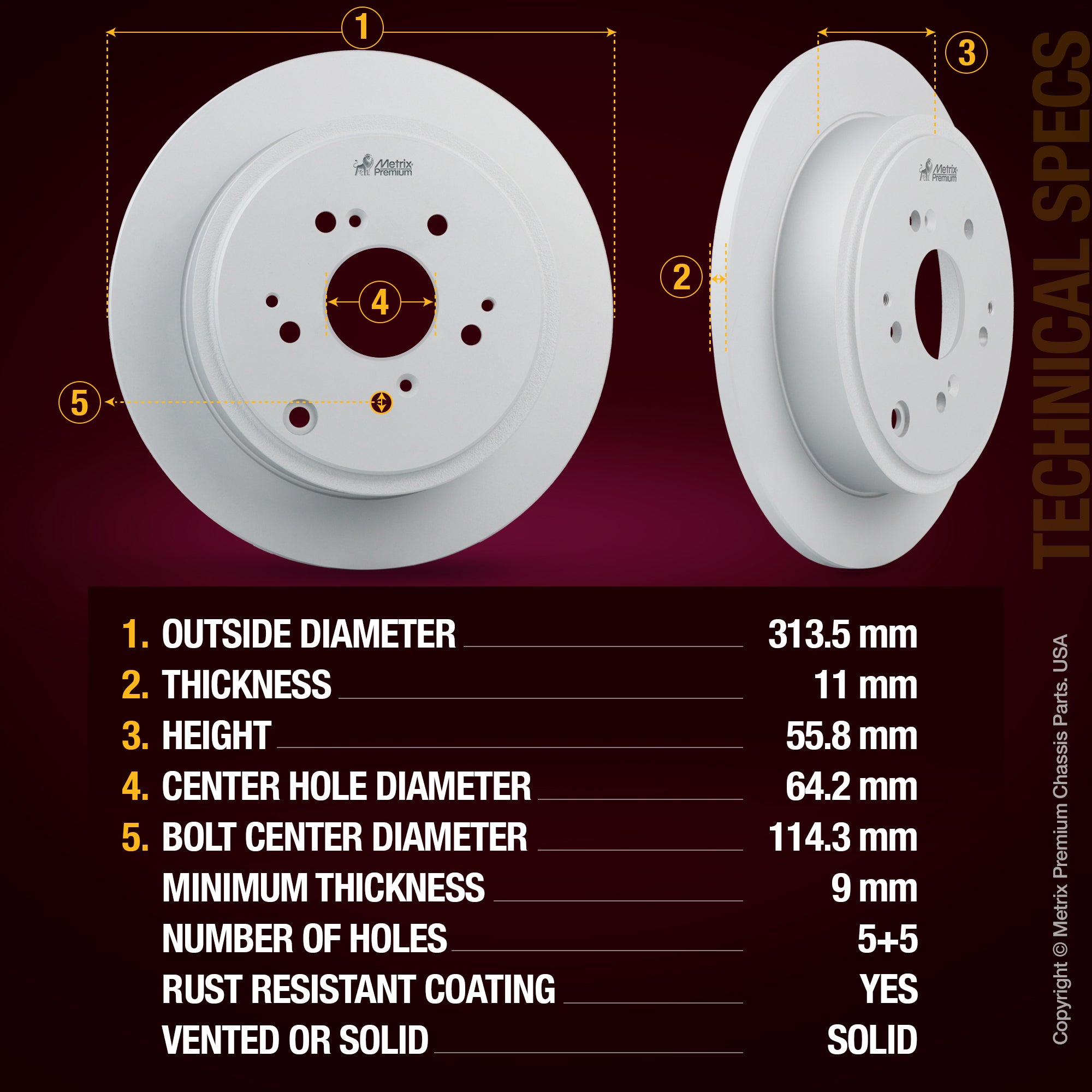 Metrix Premium 6 PC Front & Rear Brake Rotor & Semi-Metallic Disc Brake Pad Kit 95962MT Low Dust Technology Clean Wheels