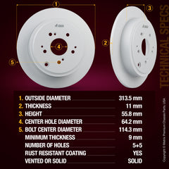 Metrix Premium brake rotors meet or exceed OEM standards for smooth, vibration-free braking.