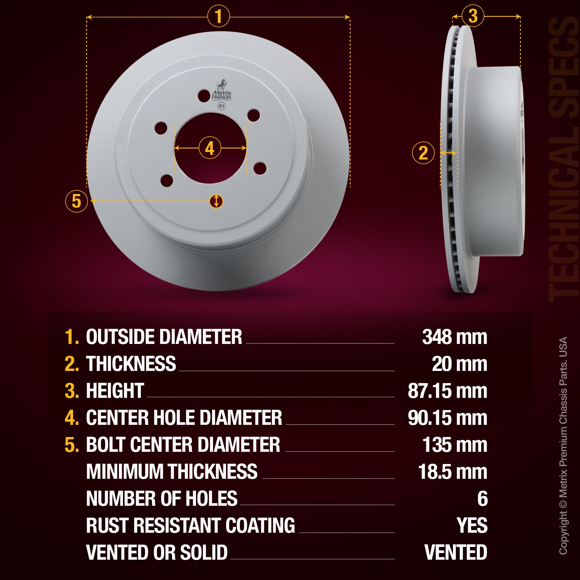 Metrix Premium Rear Disc Brake Rotor 83915MF aftermarket car parts