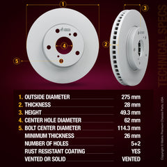 Metrix Premium brake rotors meet or exceed OEM standards for smooth, vibration-free braking.
