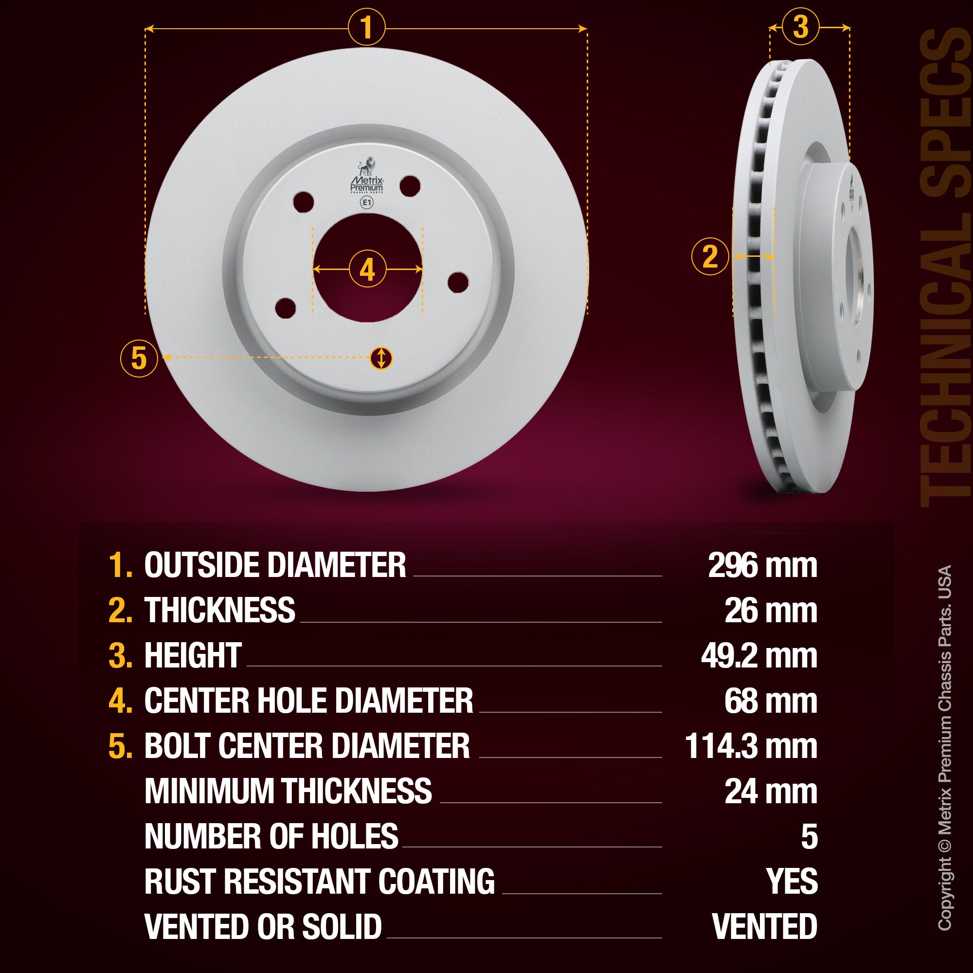 Metrix Premium Front Disc Brake Rotor Kit 92716MT aftermarket car parts