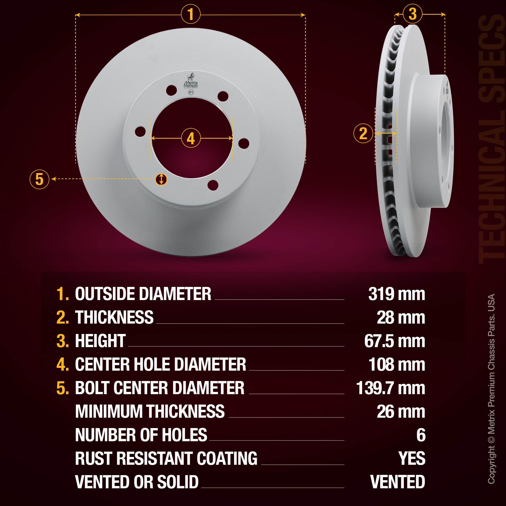 Metrix Premium Front Disc Brake Rotor 83928MF aftermarket car parts