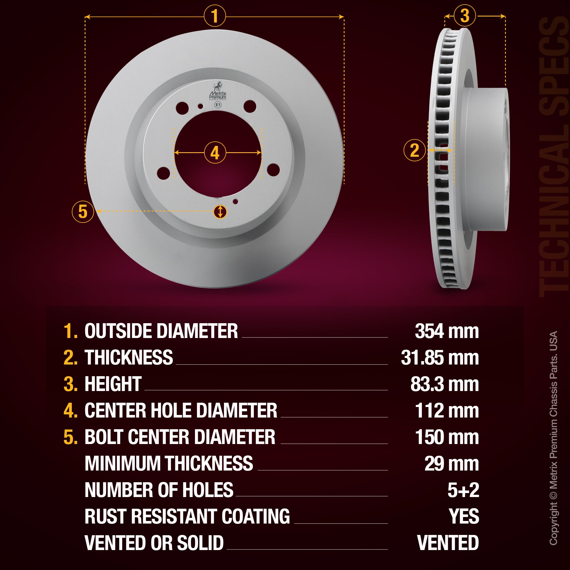 Metrix Premium Front Disc Brake Rotor Kit 92603MT aftermarket car parts