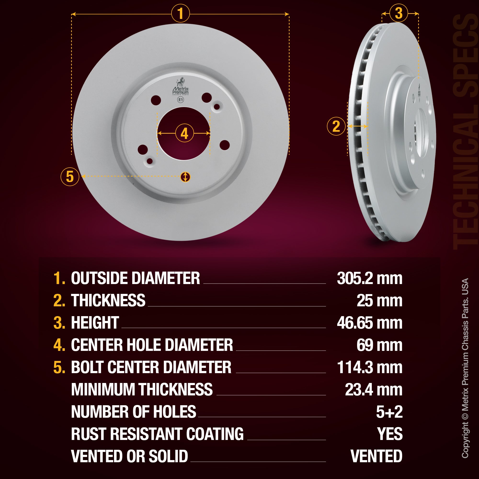 Metrix Premium Front Disc Brake Rotor Kit 92714MT suspension steering brake parts