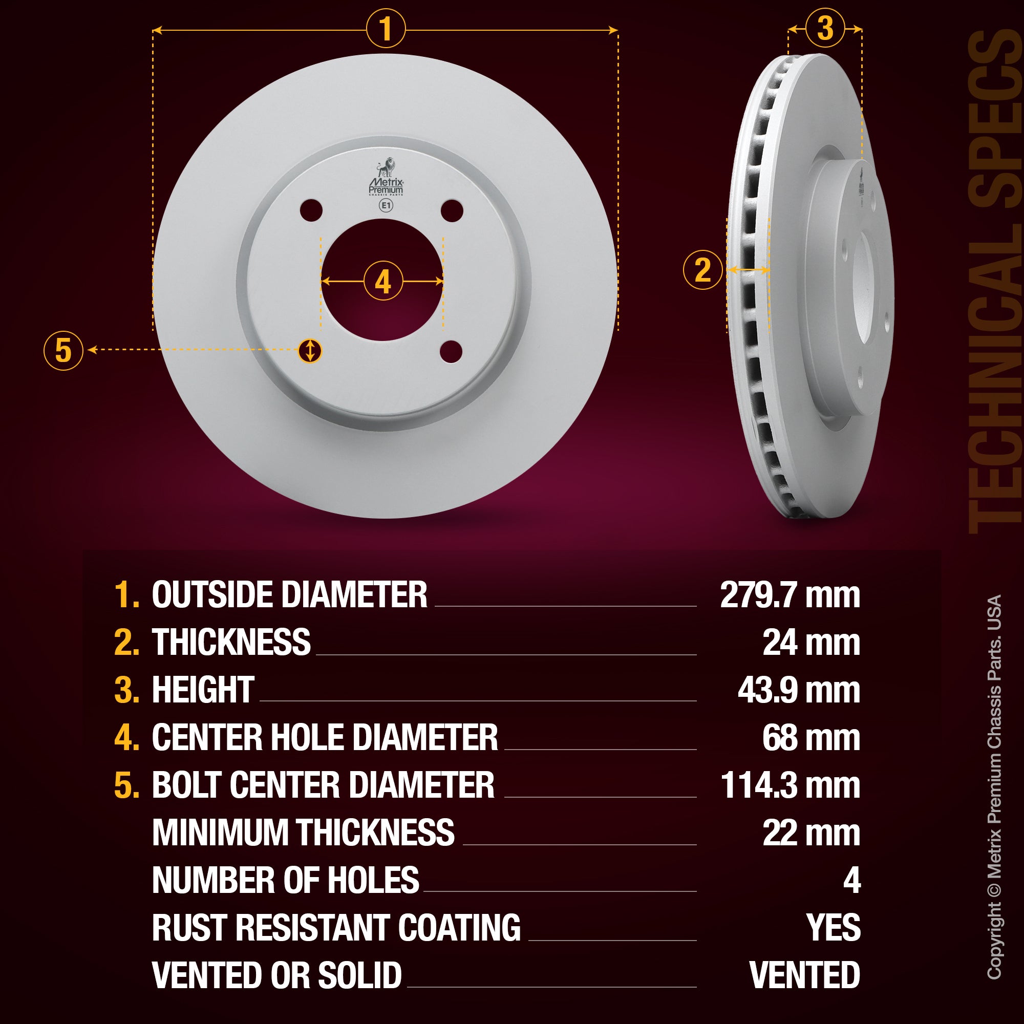 Metrix Premium Front Disc Brake Rotor 83936MF aftermarket car parts
