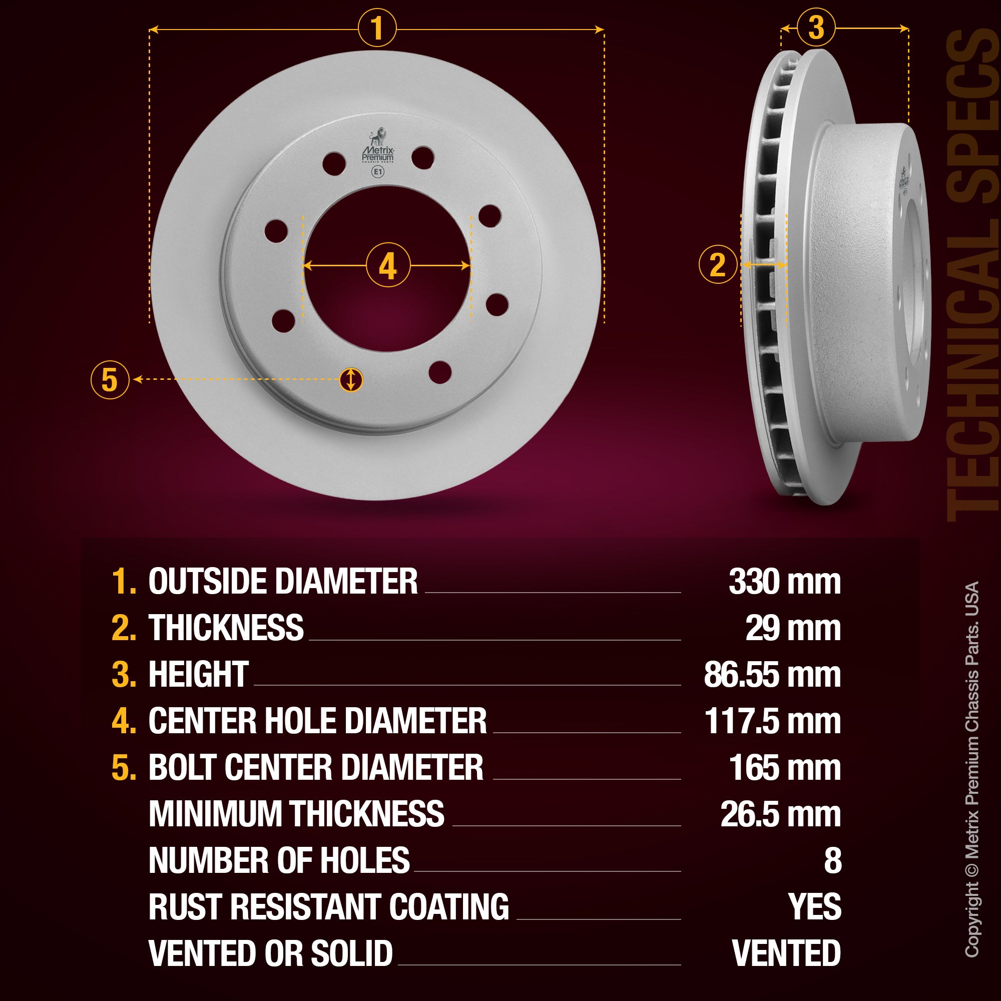 Metrix Premium Rear Disc Brake Rotor 83937MF spare car parts