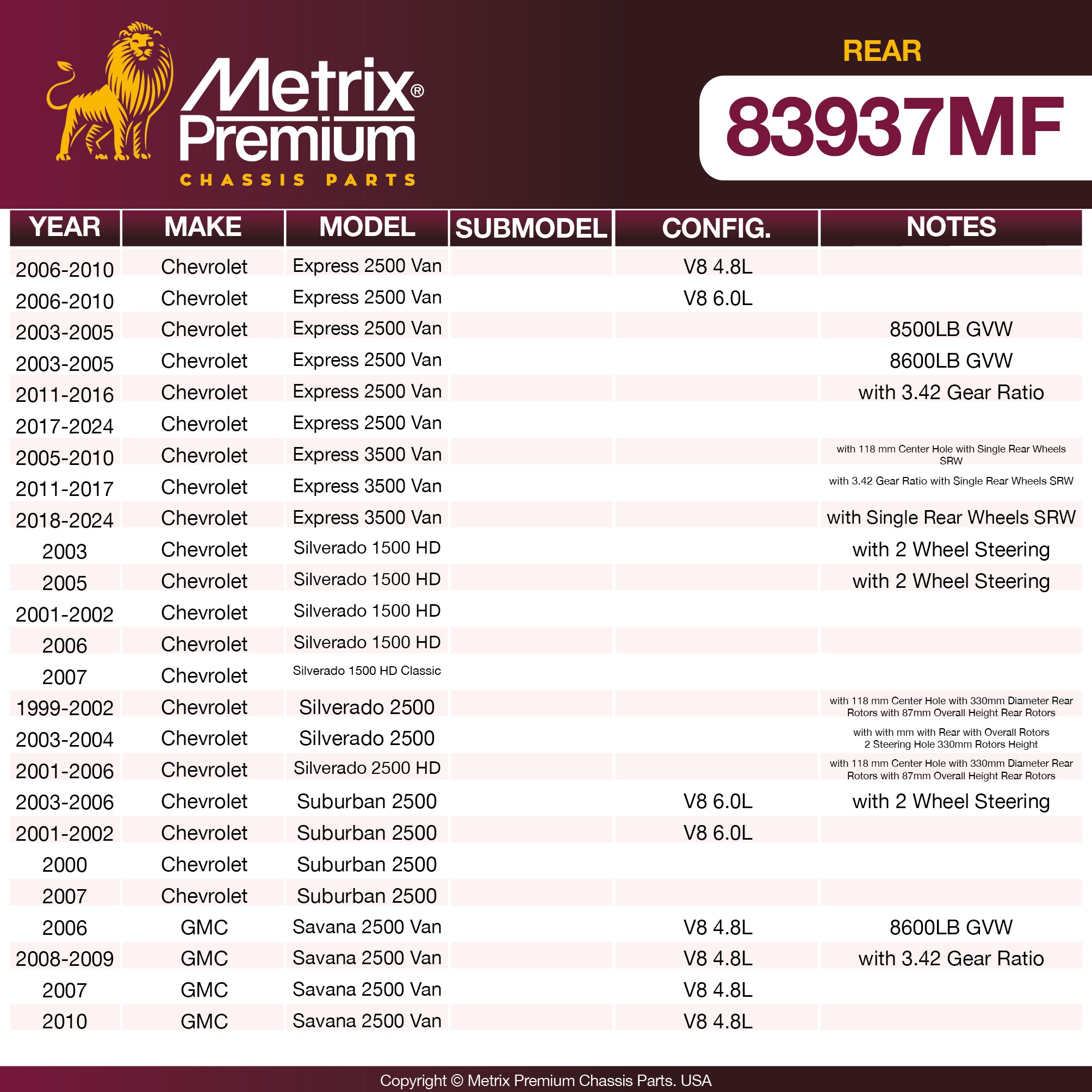 Metrix Premium Rear Disc Brake Rotor 83937MF OEM fit spare parts