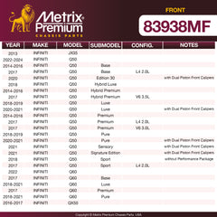 Metrix Premium Front Disc Brake Rotor 83938MF OEM fit spare parts