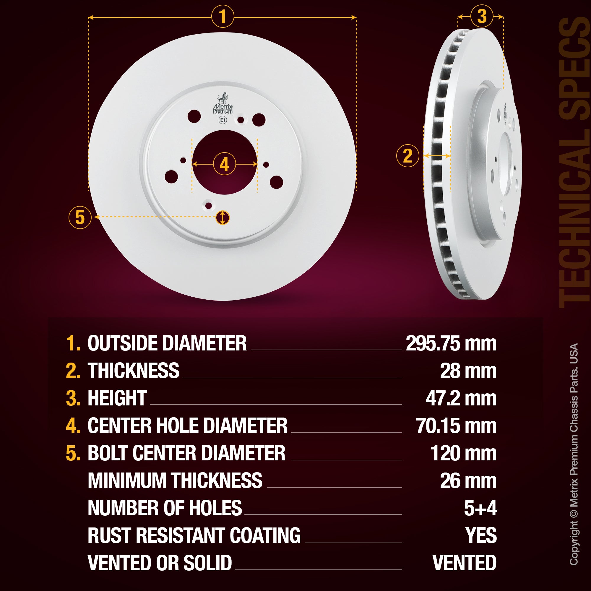 Metrix Premium Front Disc Brake Rotor 83939MF aftermarket car parts