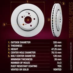 Metrix Premium 6 PC Front & Rear Brake Rotor & Semi-Metallic Disc Brake Pad Kit 95963MT Ceramic or Semi-Metallic Friction Material