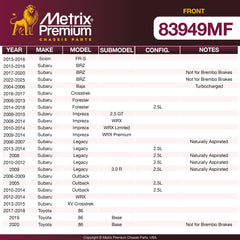 Metrix Premium Front Disc Brake Rotor 83949MF OEM fit spare parts