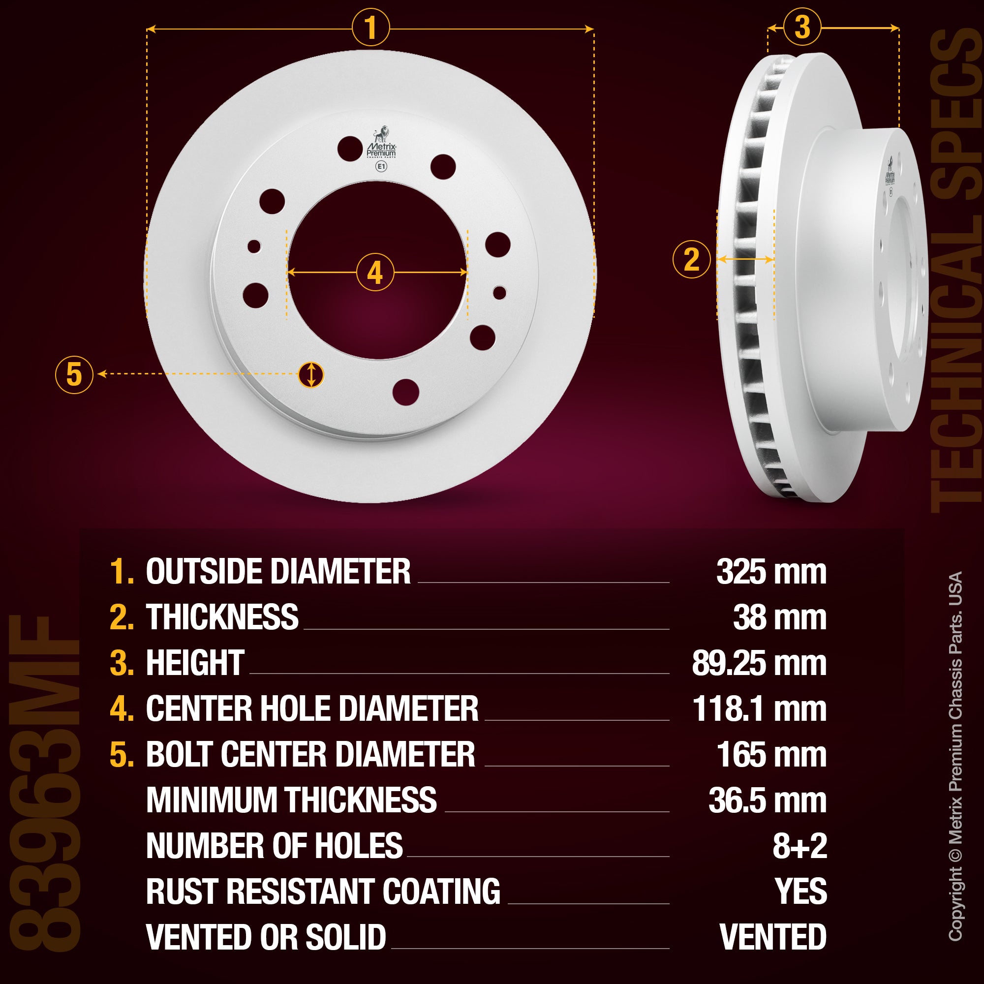 Metrix Premium Front Disc Brake Rotor Kit 92292MT suspension steering brake parts
