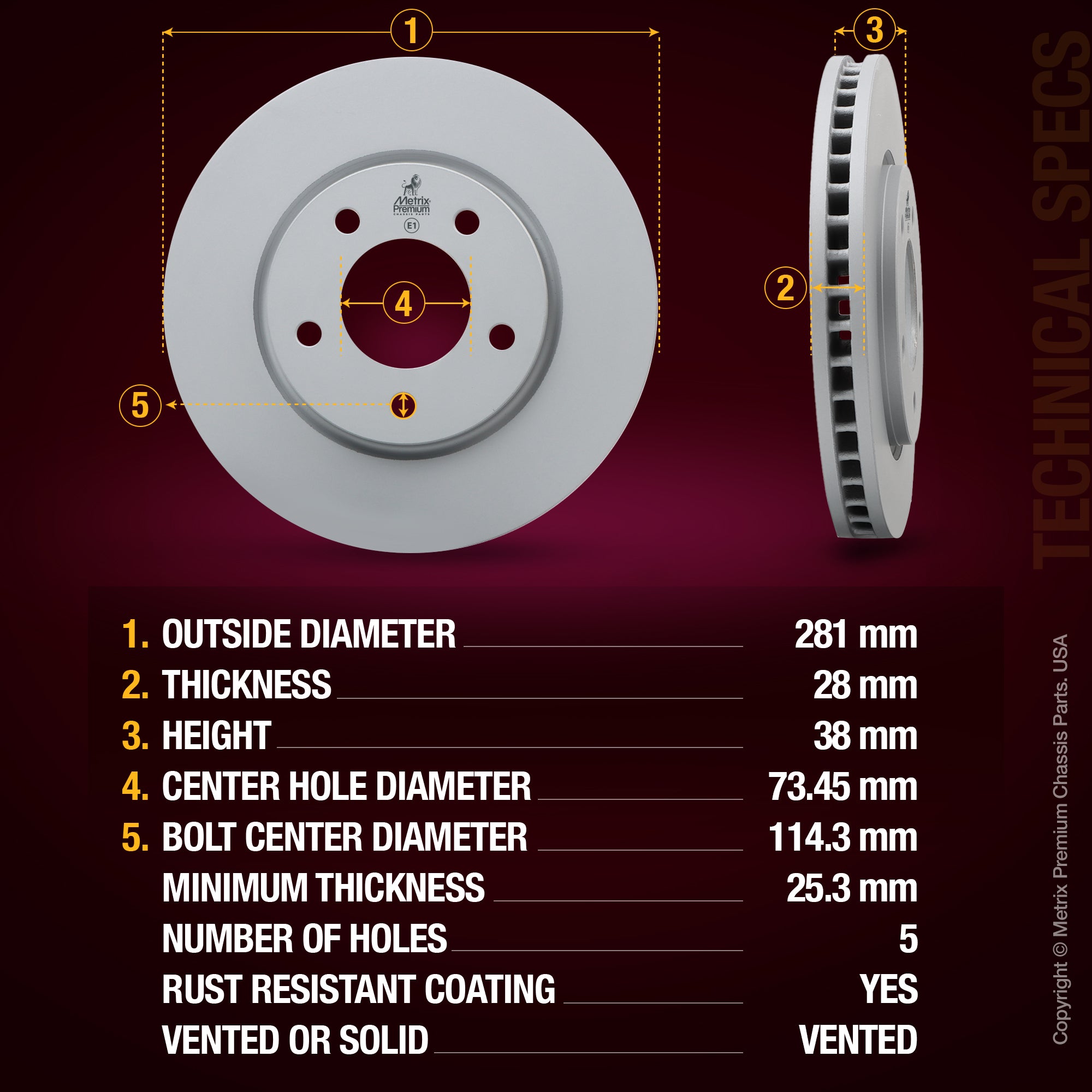 Metrix Premium Front Disc Brake Rotor Kit 92709MT aftermarket car parts