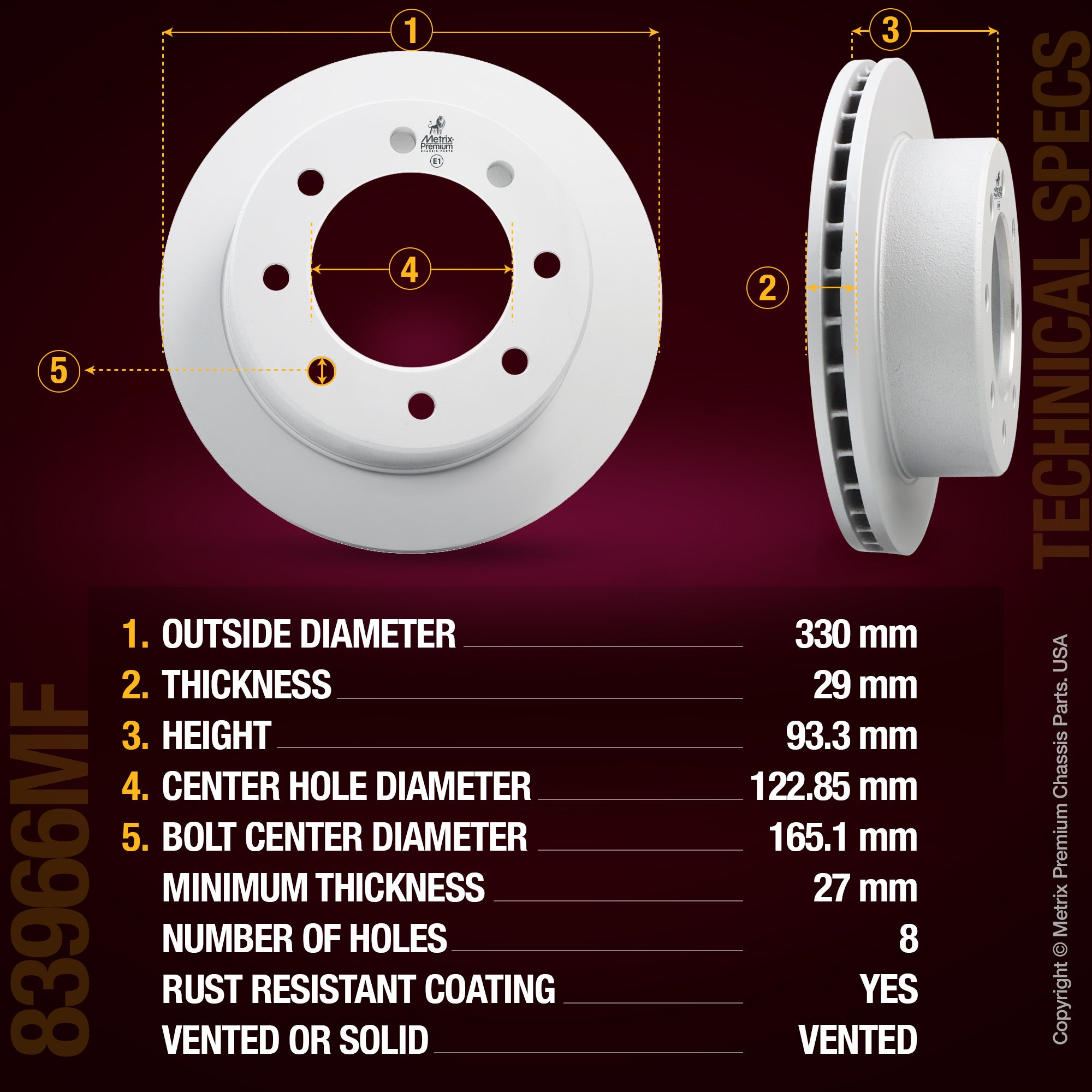 Metrix Premium Rear Disc Brake Rotor Kit 92270MT suspension steering brake parts