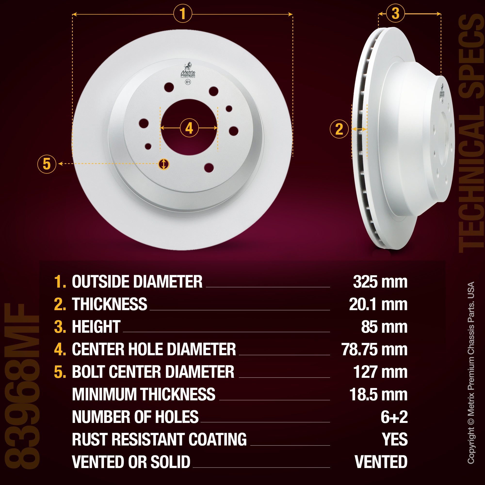 Metrix Premium Rear Disc Brake Rotor Kit 92290MT aftermarket car parts