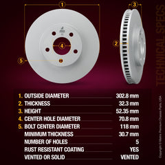 Metrix Premium Front Disc Brake Rotor Kit 92756MT aftermarket car parts