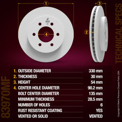 Metrix Premium Front Disc Brake Rotor Kit 92269MT aftermarket car parts