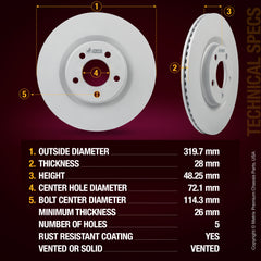 Metrix Premium 6 PC Front & Rear Brake Rotor & Semi-Metallic Disc Brake Pad Kit 95965MT Ceramic or Semi-Metallic Friction Material