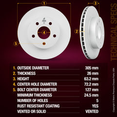 Metrix Premium Front Disc Brake Rotor Kit 92708MT aftermarket car parts