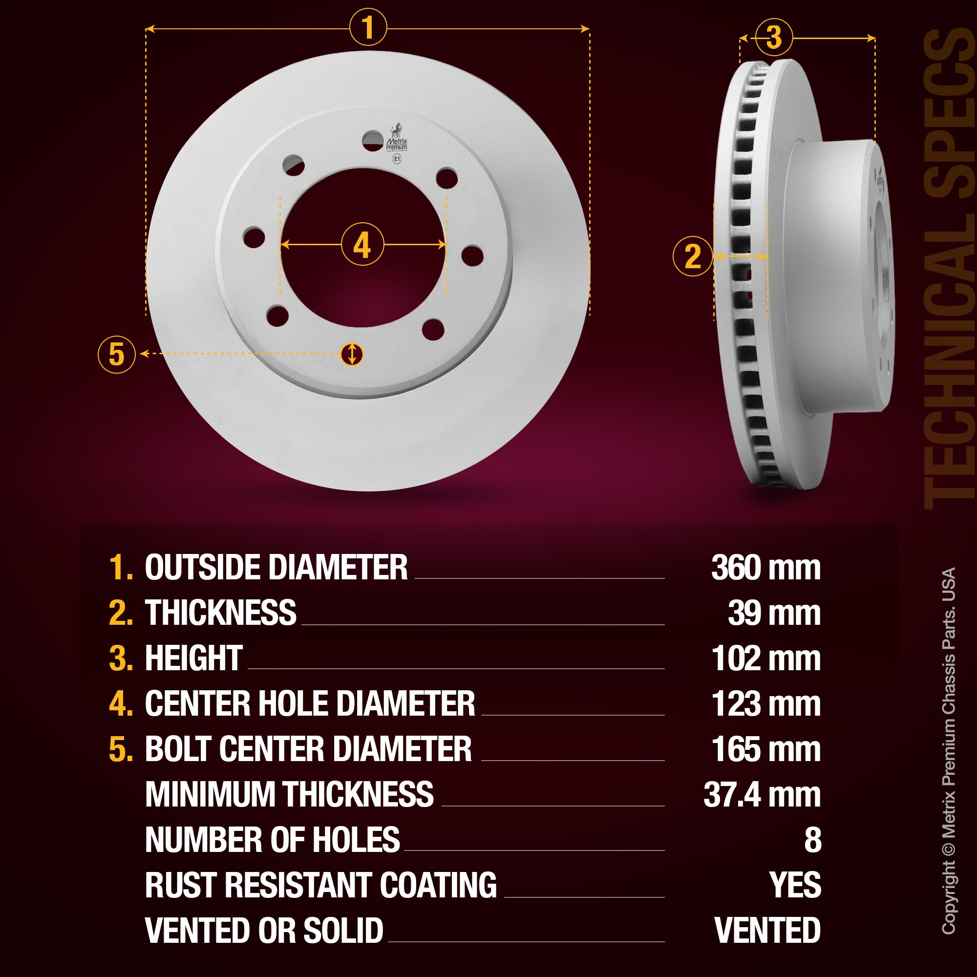 Metrix Premium Front Disc Brake Rotor Kit 92418MT aftermarket car parts