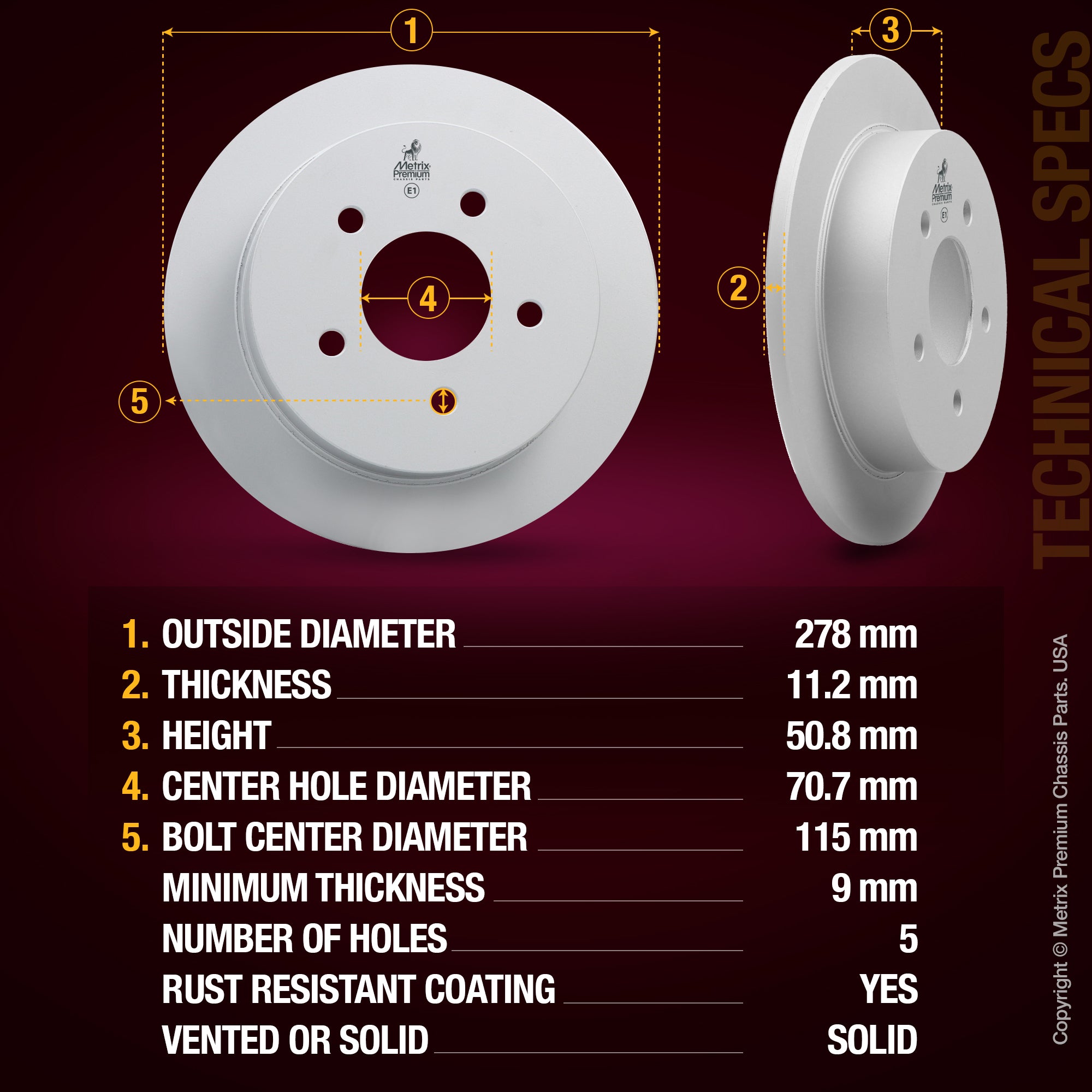 Metrix Premium Rear Disc Brake Rotor Kit 92706MT aftermarket car parts