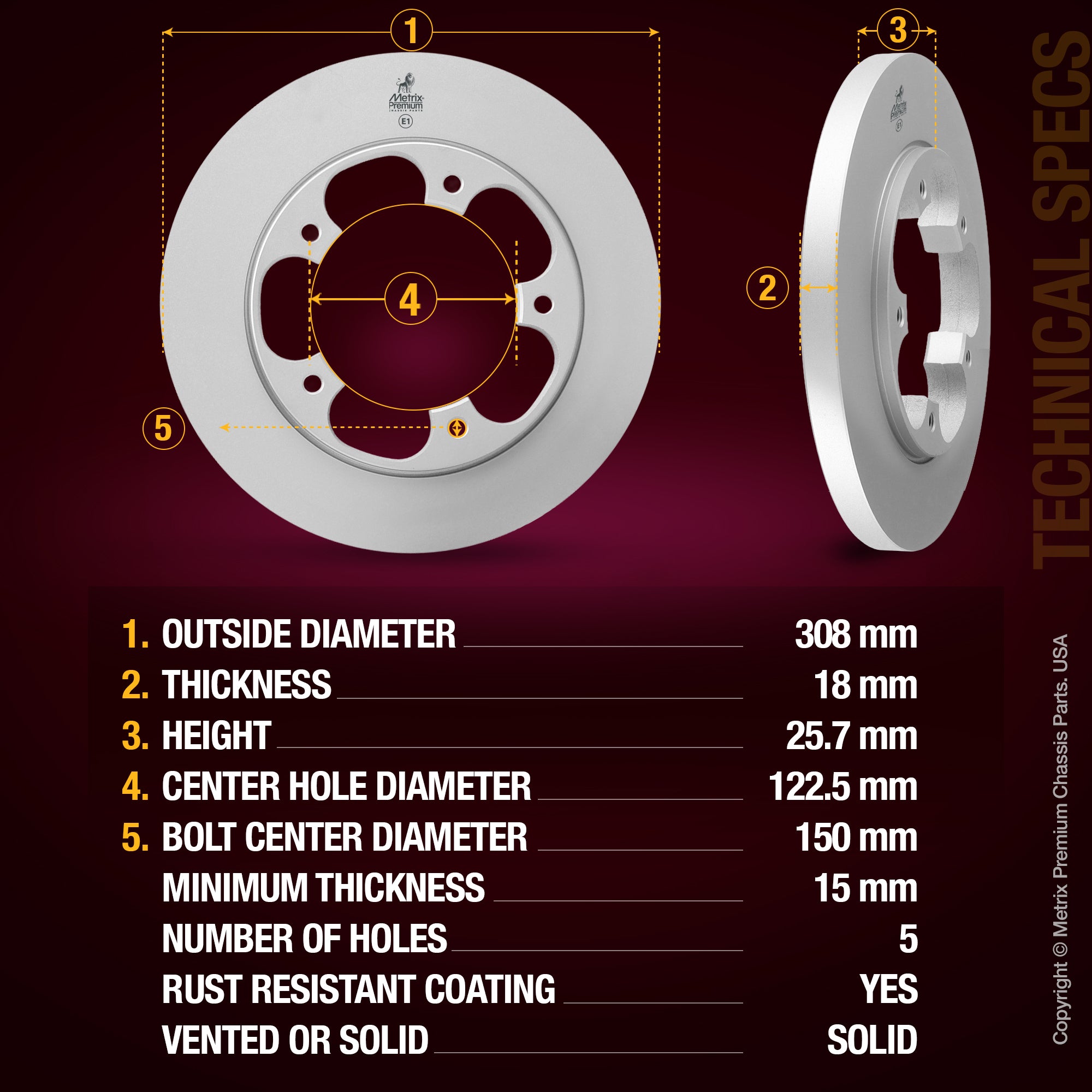 Metrix Premium Rear Disc Brake Rotor Kit 92385MT aftermarket car parts