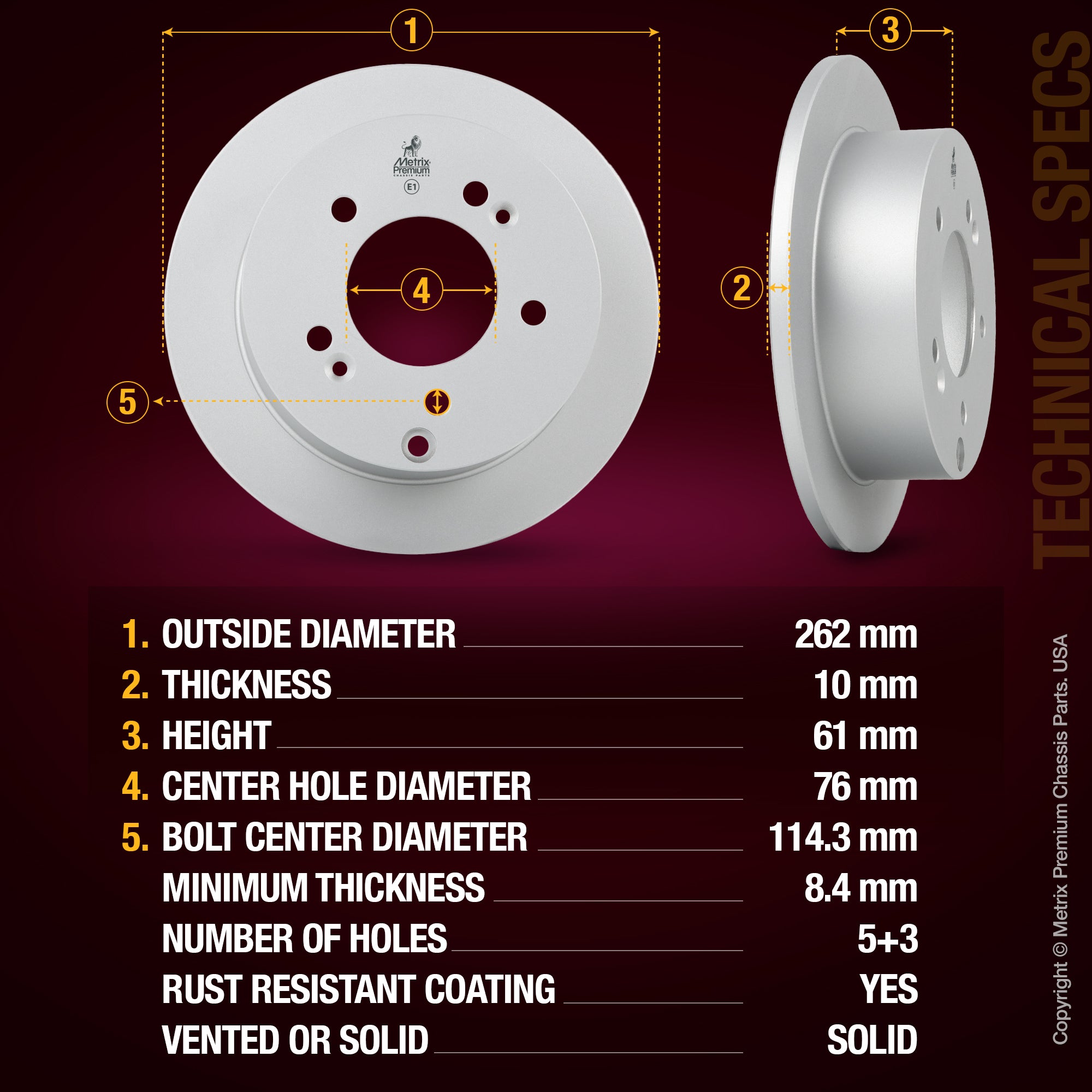 Metrix Premium Rear Disc Brake Rotor 83992MF aftermarket car parts