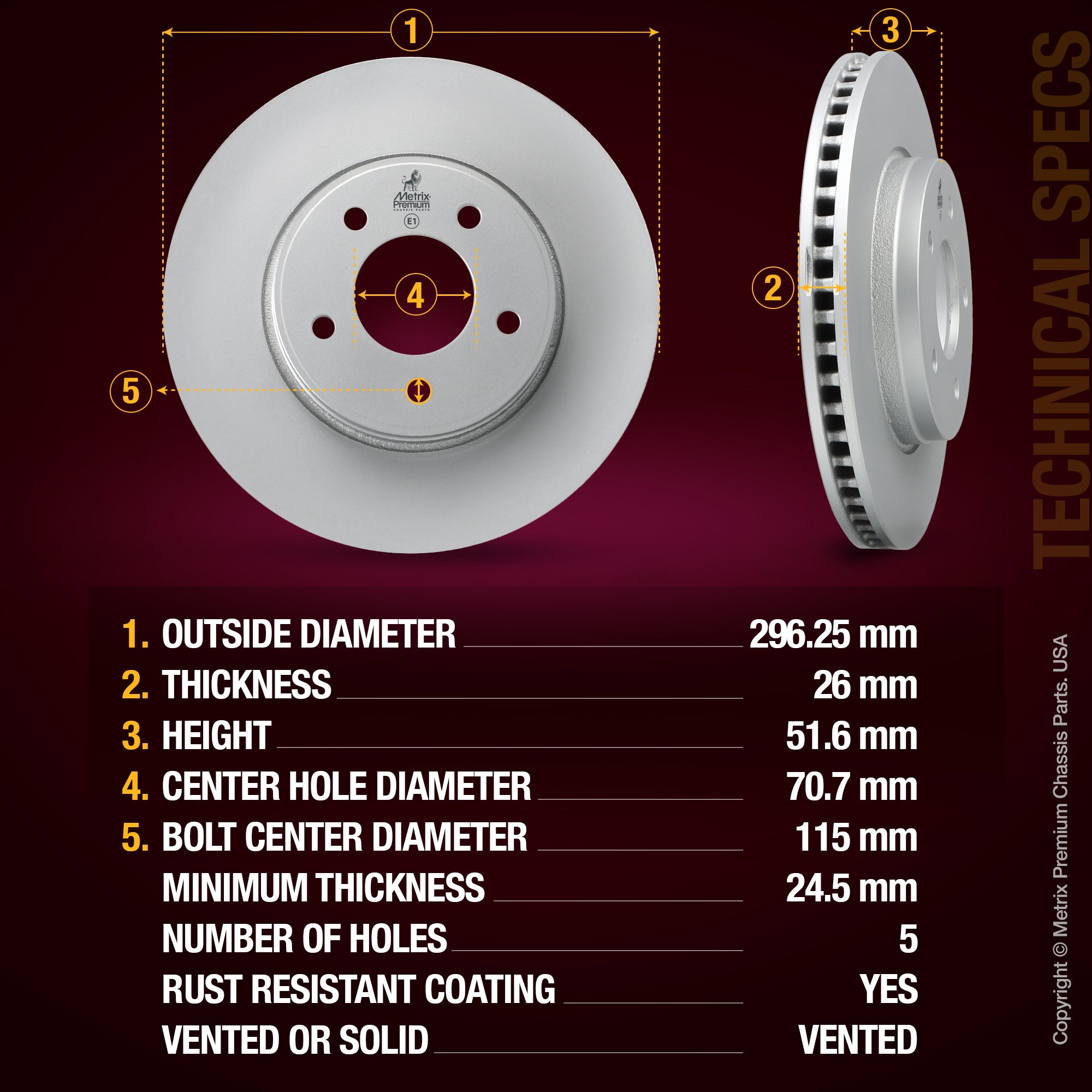 Metrix Premium Front Disc Brake Rotor Kit 92703MT aftermarket car parts
