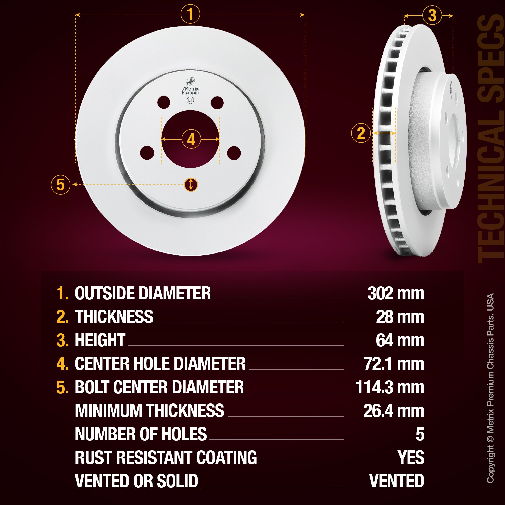 Metrix Premium Front Disc Brake Rotor 84000MF aftermarket car parts