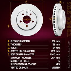 Metrix Premium Front Disc Brake Rotor Kit 92702MT aftermarket car parts