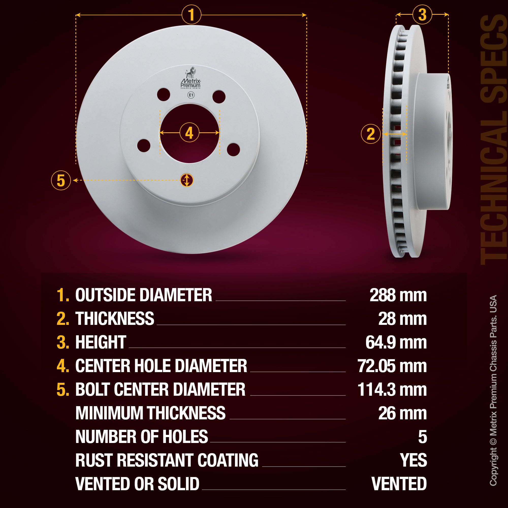 Metrix Premium Front Disc Brake Rotor Kit 92593MT aftermarket car parts